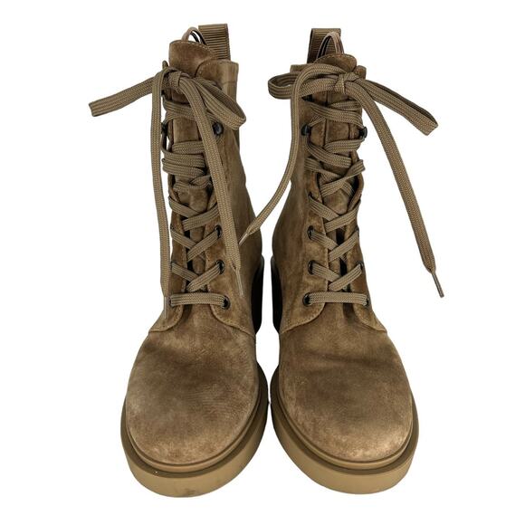 Gianvito Rossi Foster 45mm Suede Lace Up Boots in Beige - Picture 9 of 16